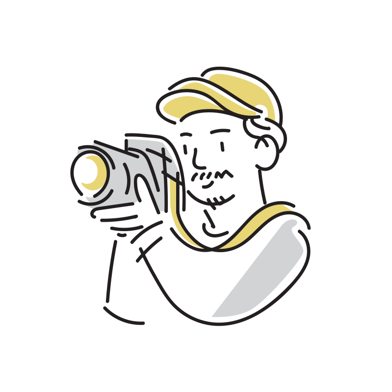 カメラを持つ大人のイラスト